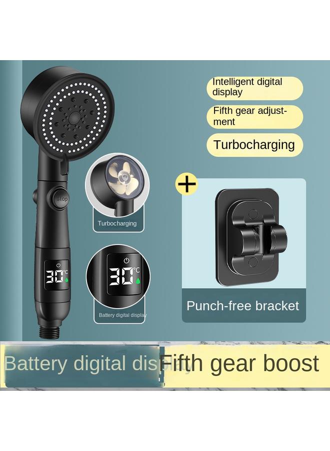 Bluejw Cross-border New 38-degree Water Stop Temperature Display Digital Display Shower Temperature Control Small Man Waist Shower Head Pressurized Shower Head  - Image 1