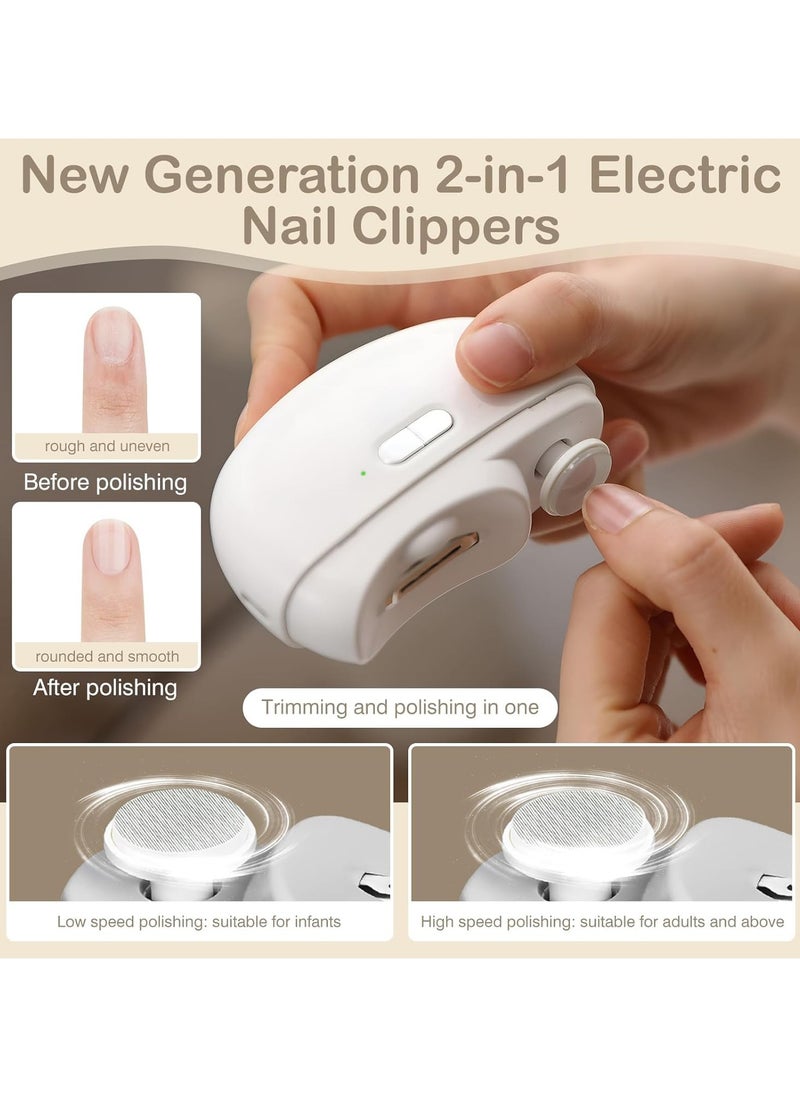 Mr. Penda Electric Baby Nail Clippers, 2-in-1 Electric Polishing Automatic Nail Clippers Pro with Light Trimmer, Nail Cutter Manicure for Baby Elderly Care Tools, Elecctric Nail Trimmer (White)  - Image 3