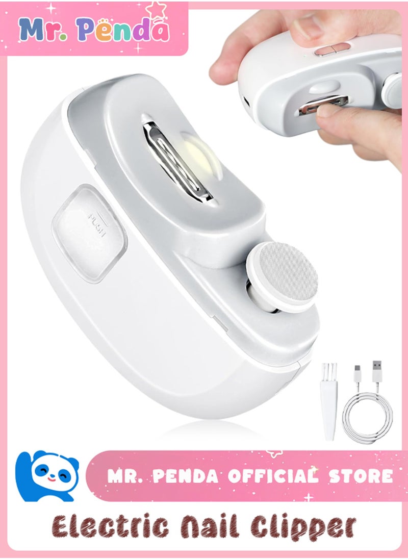 Mr. Penda Electric Baby Nail Clippers, 2-in-1 Electric Polishing Automatic Nail Clippers Pro with Light Trimmer, Nail Cutter Manicure for Baby Elderly Care Tools, Elecctric Nail Trimmer (White)  - Image 1