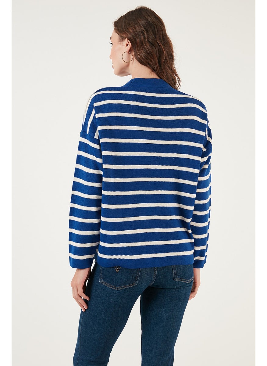 Lela Striped V-Neck Buttoned Knitwear Cardigan Women's Cardigan 4615182  - Image 5