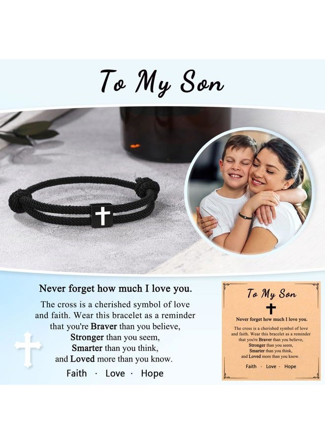 UNGENT THEM Cross Braided Rope Bracelet for Men Teen Boys, Easter Christian Baptism Confirmation Christmas Valentines Graduation Gifts Ideas, 13 inches, Nylon, no gemstone - Image 5