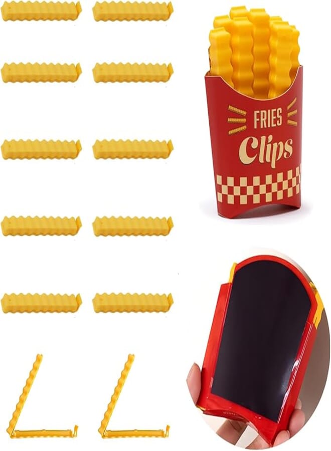 Excefore Fun Fries Magnetic Clips Fries Clips - 24 Cute French-Fries-Shaped Bag Clips | Cute and Practical Kitchen Accessory | for Seal Opened Food Packages | Keep Food Fresh and Organized | Idea Gift