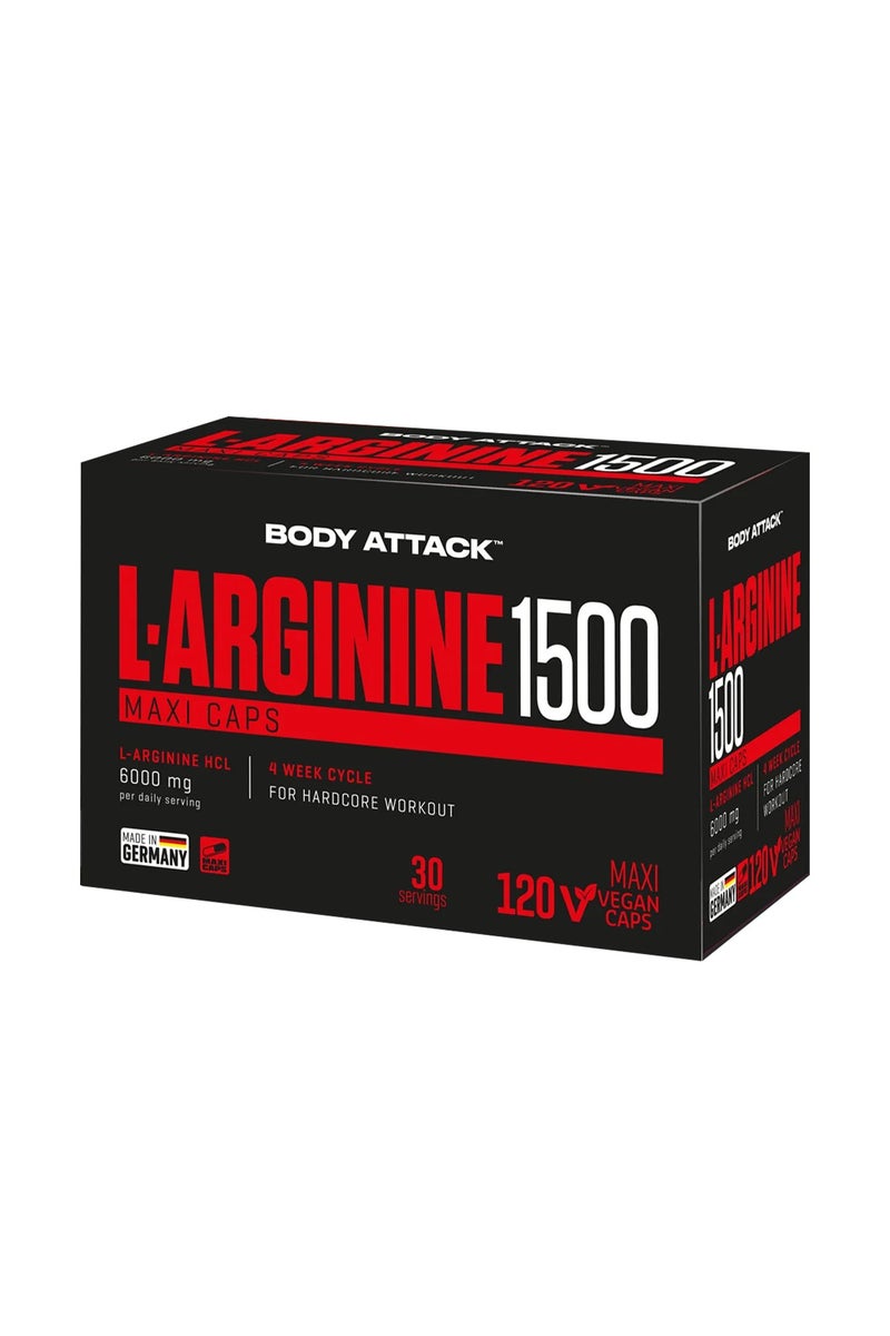 Body Attack كبسولات ماكسي فيغان L-أرجينين 1500 120