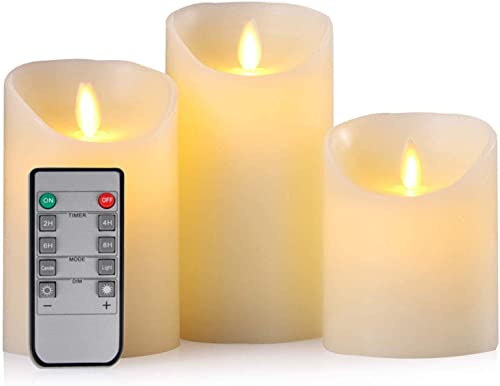 LTETTES Set of 3 Led Real Wax Candles | Battery Powered | Remote Controller | Flameless Moving Wick | Size: 3" Dia X 4",5",6" Height | Pillar Candles for Home Decor, Unscented - Image 5