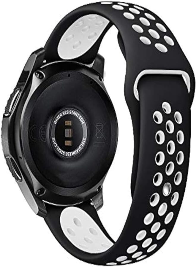 Smart Band Classic Watch Soft Breathable Silicone Replacement Strap for Samsung Gear S3-22mm, Black and White