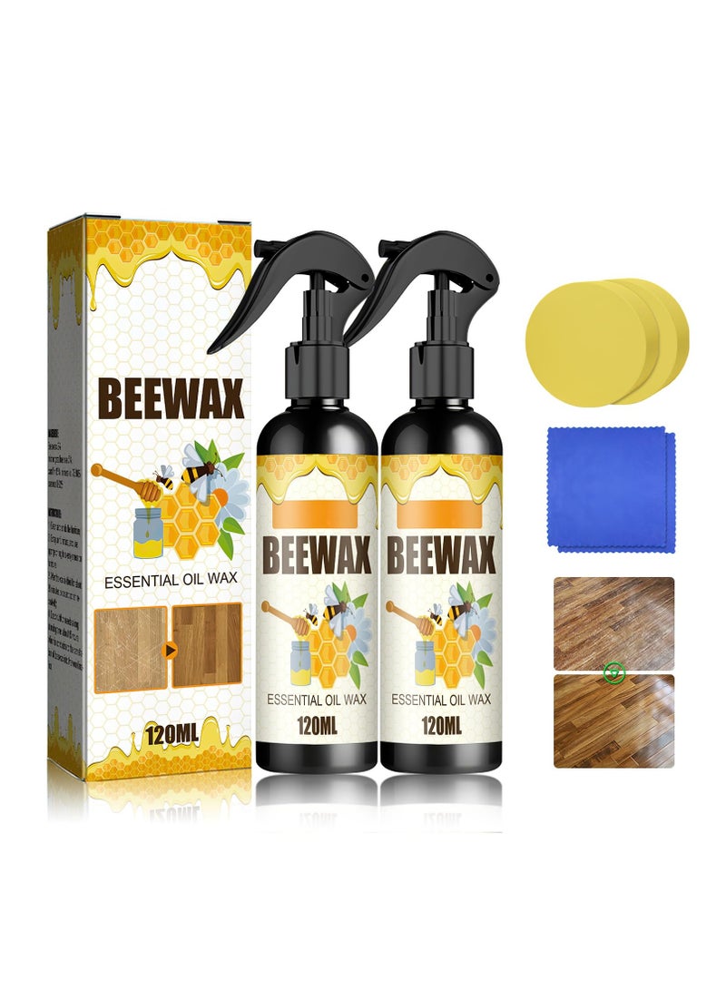 Natural Beeswax Furniture Polish Spray, Wood Cleaner and Polish, Original Beeswax Spray for Wooden Furniture, Floors, Cabinets, and More, Provides Long-Lasting Shine and Protection (2PCS)  - Image 1