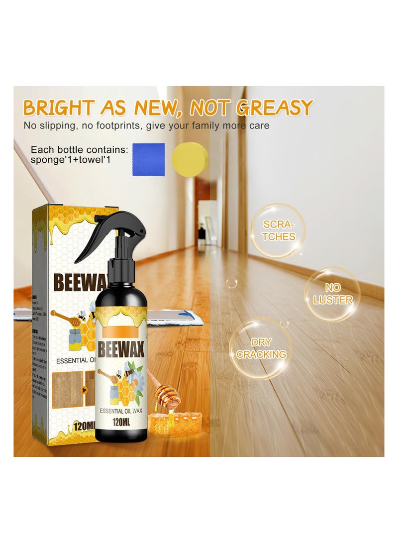 Natural Beeswax Furniture Polish Spray, Wood Cleaner and Polish, Original Beeswax Spray for Wooden Furniture, Floors, Cabinets, and More, Provides Long-Lasting Shine and Protection (2PCS)  - Image 2