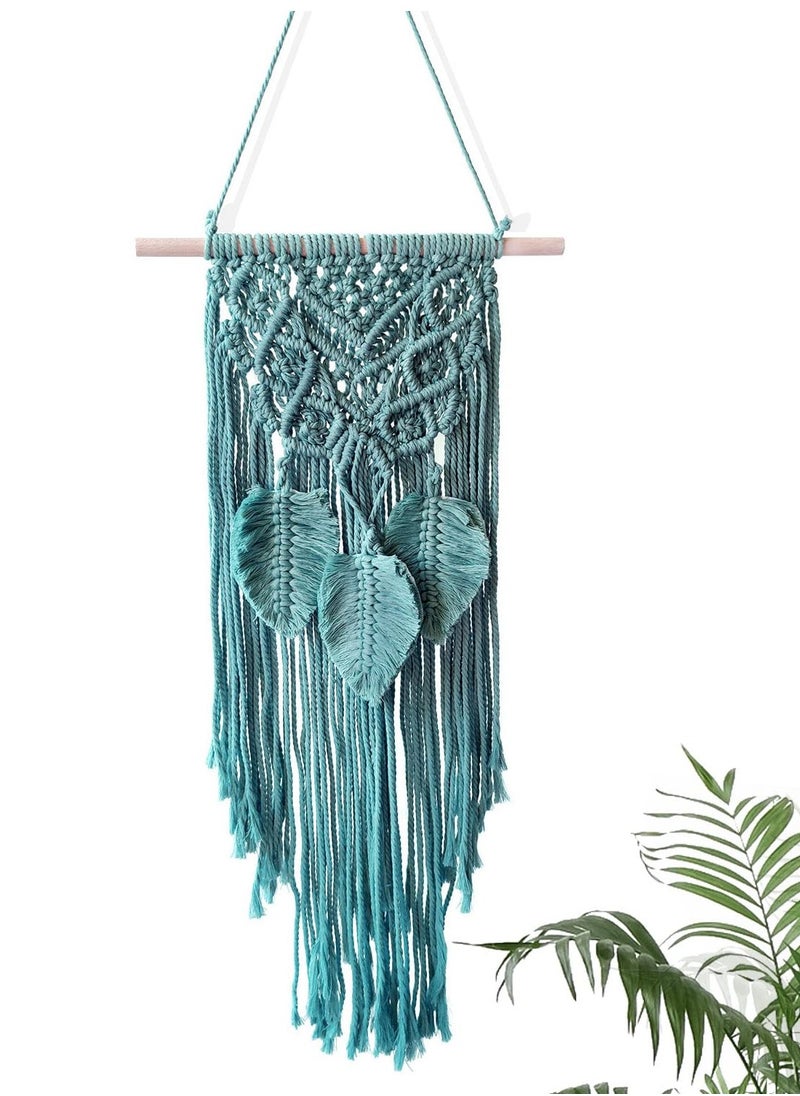 KASTWAVE Macrame Woven Wall Hanging Boho Chic Home Decoration Art Wall Leaf Feather Handmade Tapestries Handmade Natural Cotton Suitable for Wedding Bedroom Living Room Background Wall  - Image 1