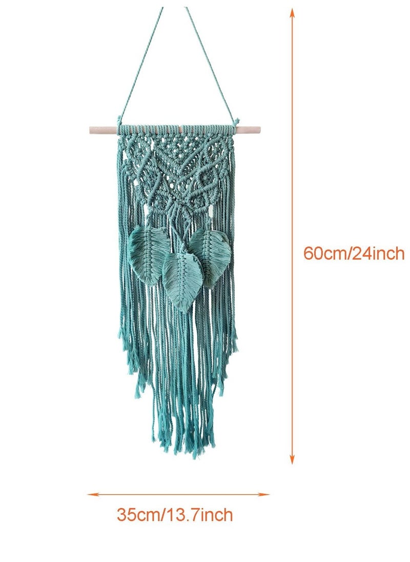KASTWAVE Macrame Woven Wall Hanging Boho Chic Home Decoration Art Wall Leaf Feather Handmade Tapestries Handmade Natural Cotton Suitable for Wedding Bedroom Living Room Background Wall  - Image 5