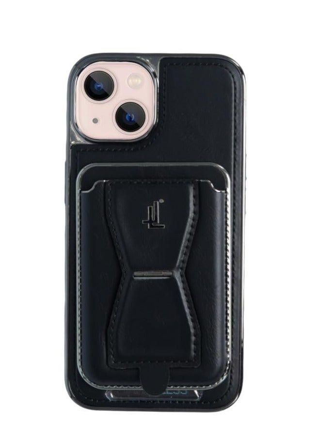 ليمتليس جراب جلدي لهاتف iPhone 15 مع حامل بطاقات قابل للفصل وحامل، واقي خلفي نحيف، غطاء جلدي ناعم الملمس، فتحات الشعار، جراب خلفي كامل مضاد للخدش ومضاد للصدمات، أسود - Image 1