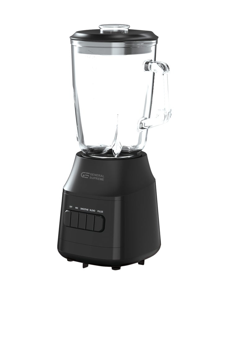 GENERAL SUPREME General Supreme Electric Blender 1.5L with Grinder, Glass Jar, 600W Black 