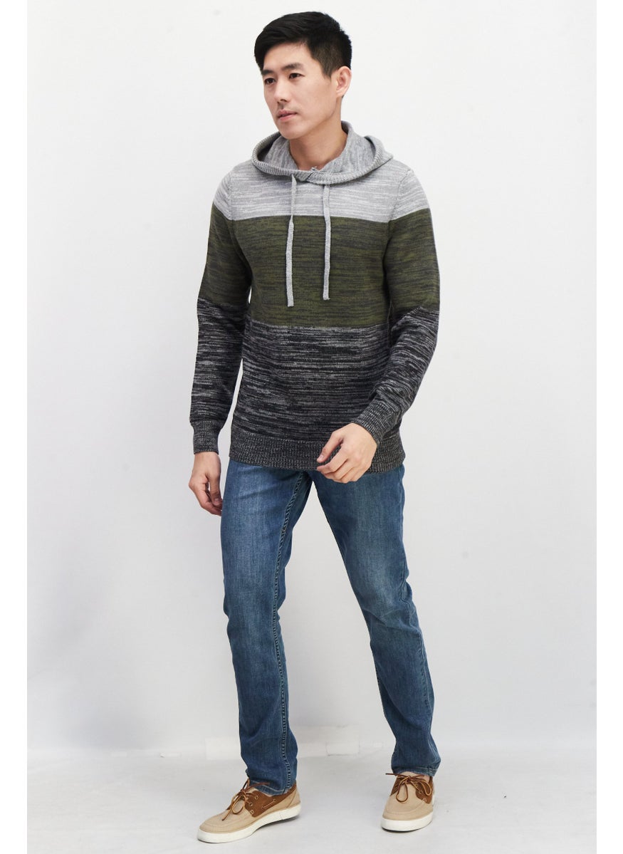 Sun Stone Men Hooded Textured Long Sleeves Sweatshirt, Grey  - Image 4