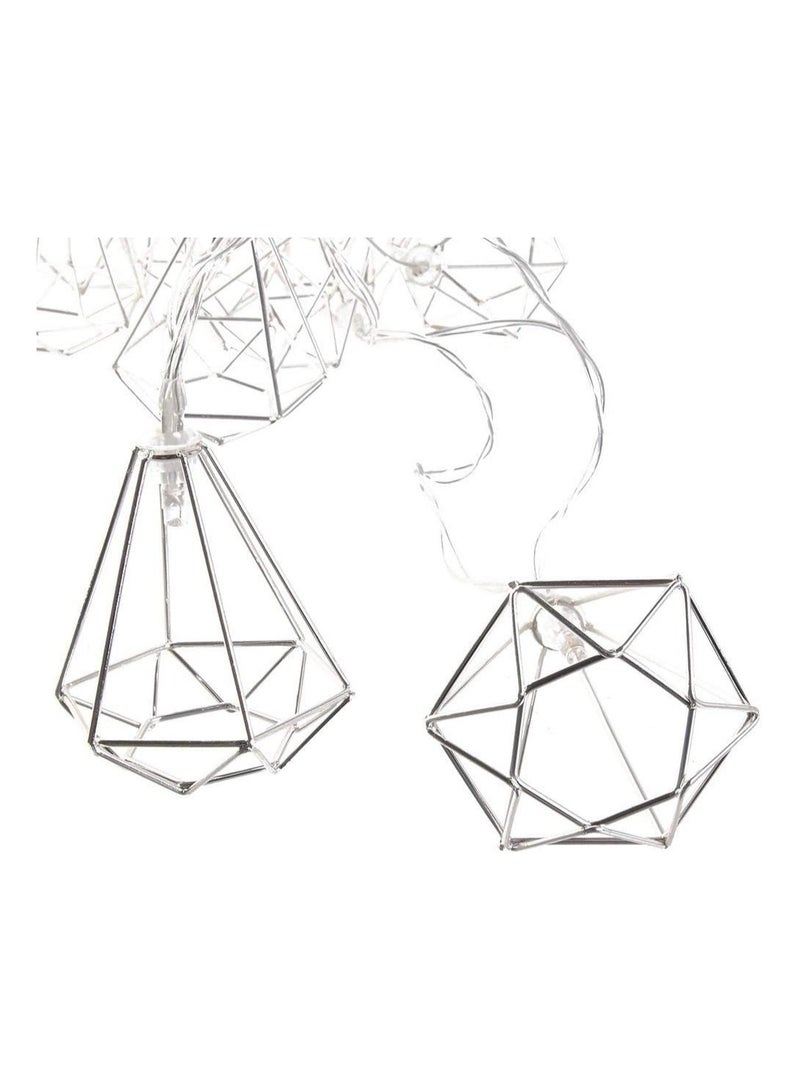 Home Deco Factory - مصباح الديكور المنزلي: خيط إضاءة بقطع ماسية معدنية (10 مصابيح LED) - Image 2