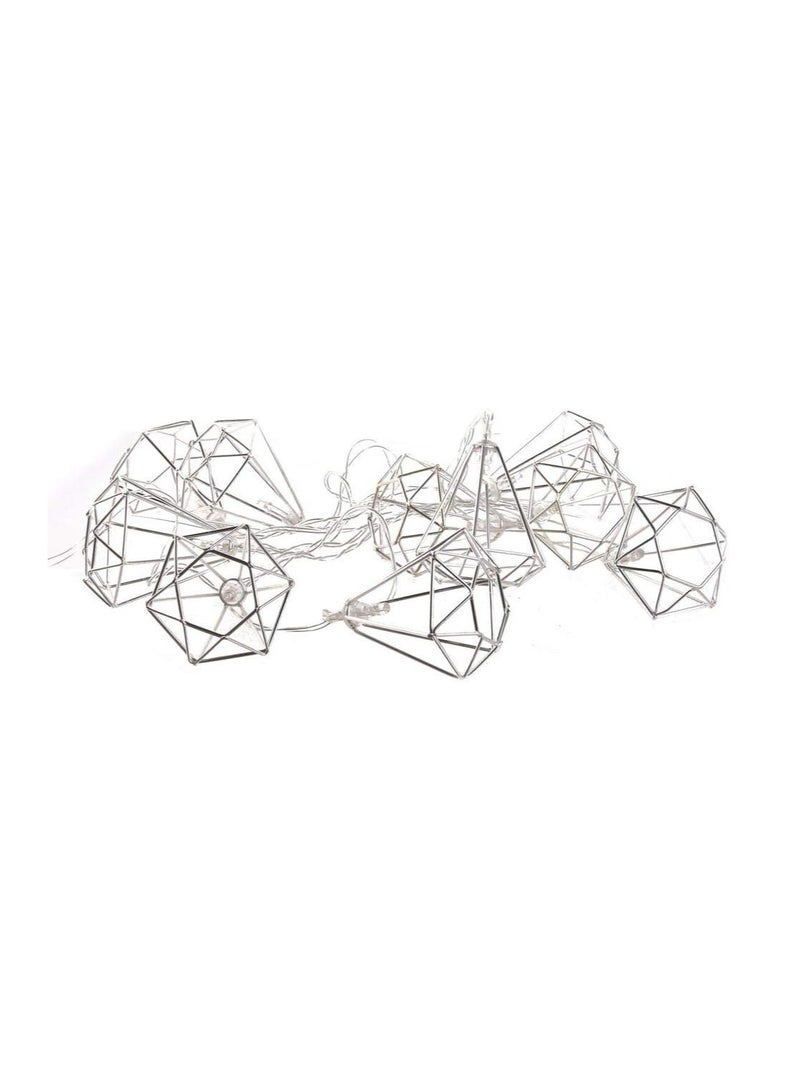 Home Deco Factory - مصباح الديكور المنزلي: خيط إضاءة بقطع ماسية معدنية (10 مصابيح LED) - Image 1