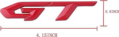 OAN 3D GT Metal Emblem Car Side Fender Badge 3D Aluminum Alloy Sticker for Decoration Suitable for Cars Trucks SUVs (Red) - Image 2
