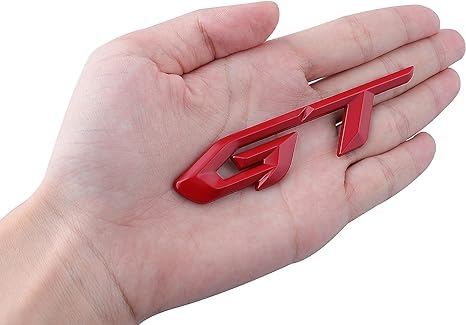 OAN 3D GT Metal Emblem Car Side Fender Badge 3D Aluminum Alloy Sticker for Decoration Suitable for Cars Trucks SUVs (Red) - Image 1