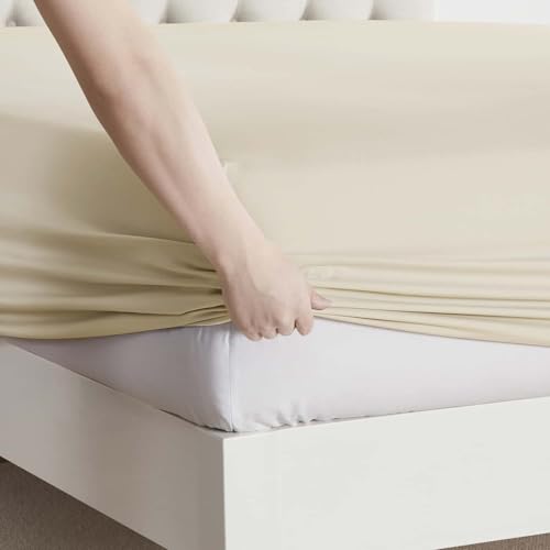 Clara Clark RV Queen Sheets, 6 Piece RV Sheets Set - Hotel Luxury Sheets for RV Bunks, Super Soft Bedding Set, Short Queen,Beige Cream - Image 3