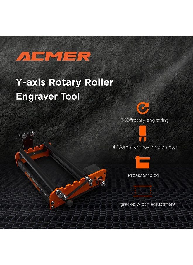 Acmer - M2 Laser Rotary Roller Laser Engraver Y-axis Rotary Roller 360° Rotating for 4-138mm Different Engraving Diameter 4 Gears Adjustments for Laser Engraving Cylindrical Objects Cans - Image 1