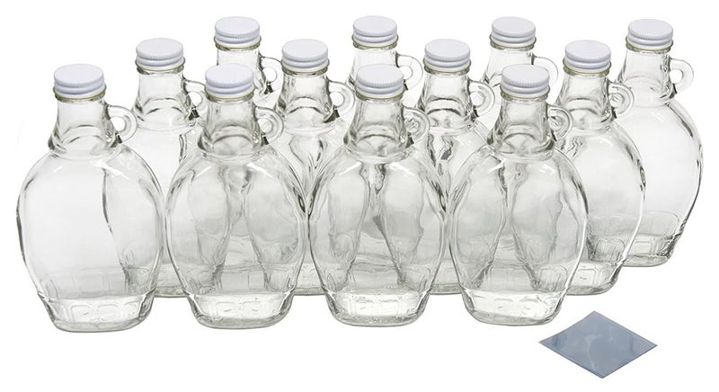 North Mountain Supply 8 Ounce Glass Maple Syrup Bottles with Loop Handle & White Metal Lids & Shrink Bands - Case of 12 - Image 3