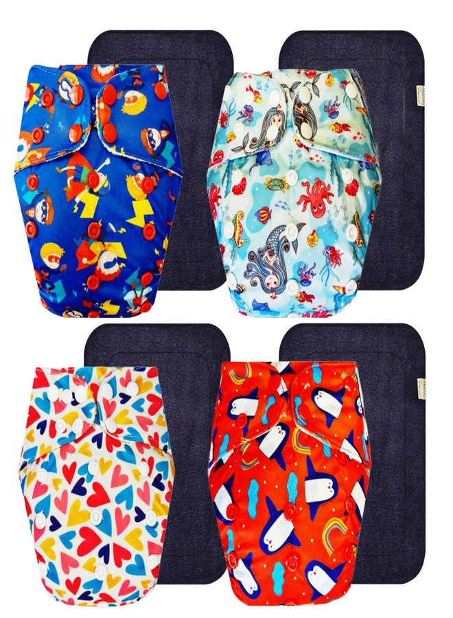 Dumbledo Premium Cloth Diaper with Black Insert (Pack of 4) | Dry Feel and Comfortable | Leakproof | Easy to Clean | All-Day Wear | 3 Months - 3 Years | Unisex Baby - Image 1