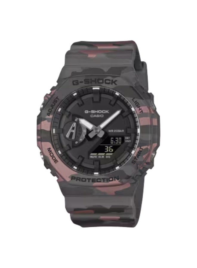 G-SHOCK Casio G-Shock GA-2100CM-8ADR Men's Watch – Grey Camouflage Pattern , Bio-Based Resin Band , Carbon Core Guard , Octagonal CasiOak , 200M Water Resistant , Shock Resistant - Image 1