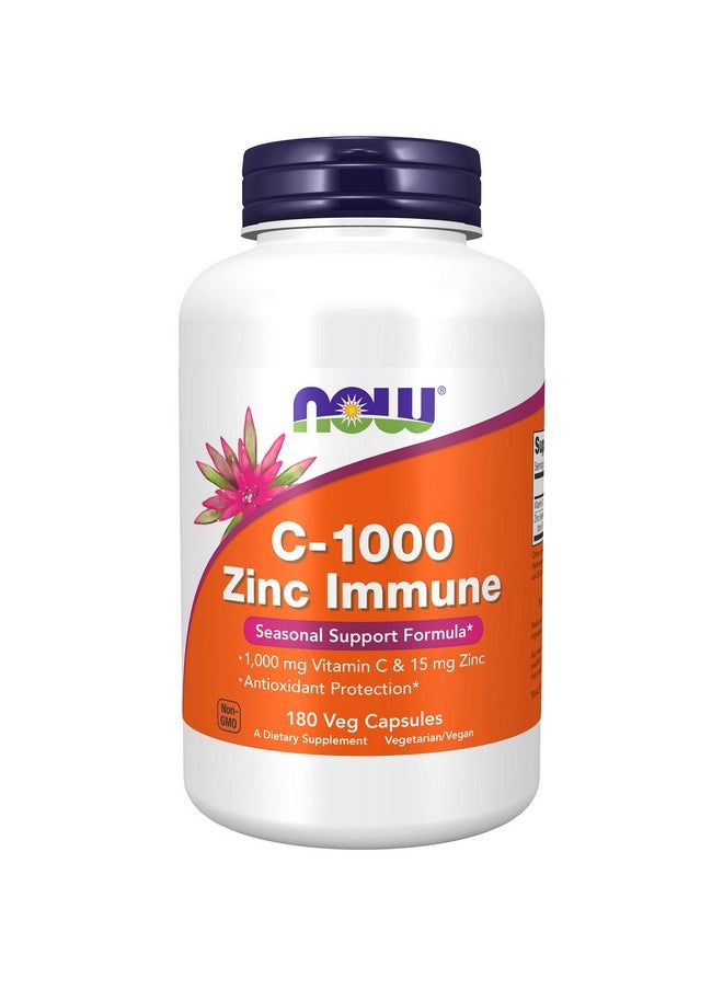 now Supplements C1000 & Zinc Immune Seasonal Support Formula* Antioxidant Protection* 180 Veg Capsules  - Image 1