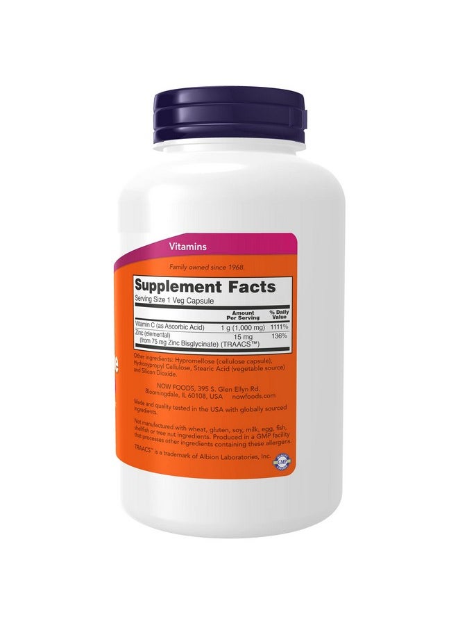 now Supplements C1000 & Zinc Immune Seasonal Support Formula* Antioxidant Protection* 180 Veg Capsules  - Image 3