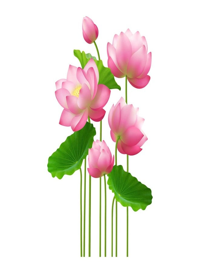 Merical PVC Self Adhesive Lotus Flowers Wall Sticker for Home Decor | Peel and Stick Wall Stickers for Home Decor, Kids Room, Bedroom, Kitchen and Living Room Decoration (Size 80 X 51Cms) - Image 4