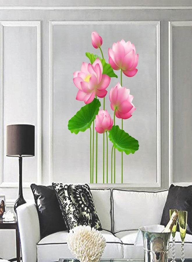 Merical PVC Self Adhesive Lotus Flowers Wall Sticker for Home Decor | Peel and Stick Wall Stickers for Home Decor, Kids Room, Bedroom, Kitchen and Living Room Decoration (Size 80 X 51Cms) - Image 2