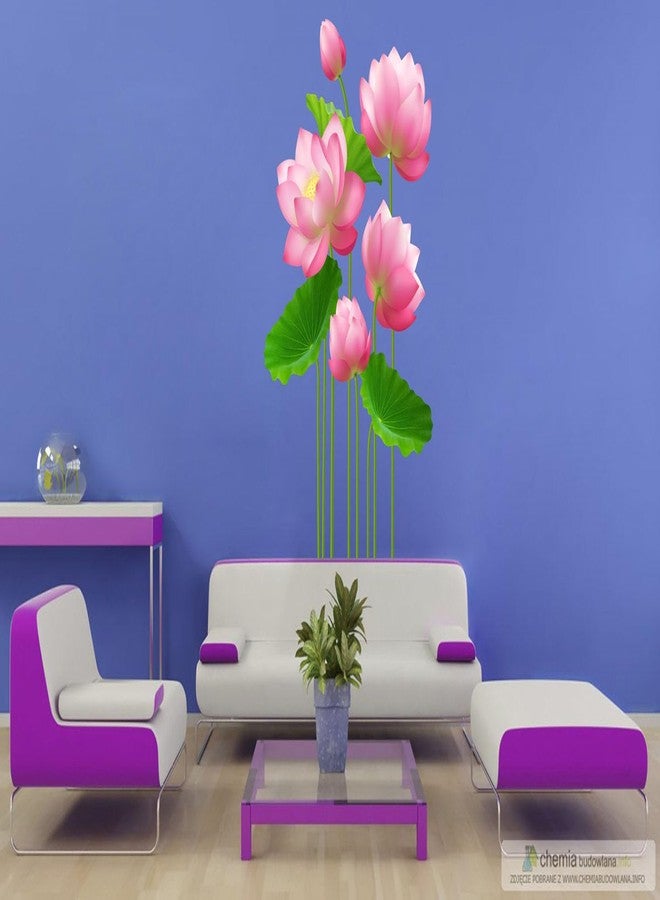 Merical PVC Self Adhesive Lotus Flowers Wall Sticker for Home Decor | Peel and Stick Wall Stickers for Home Decor, Kids Room, Bedroom, Kitchen and Living Room Decoration (Size 80 X 51Cms) - Image 3