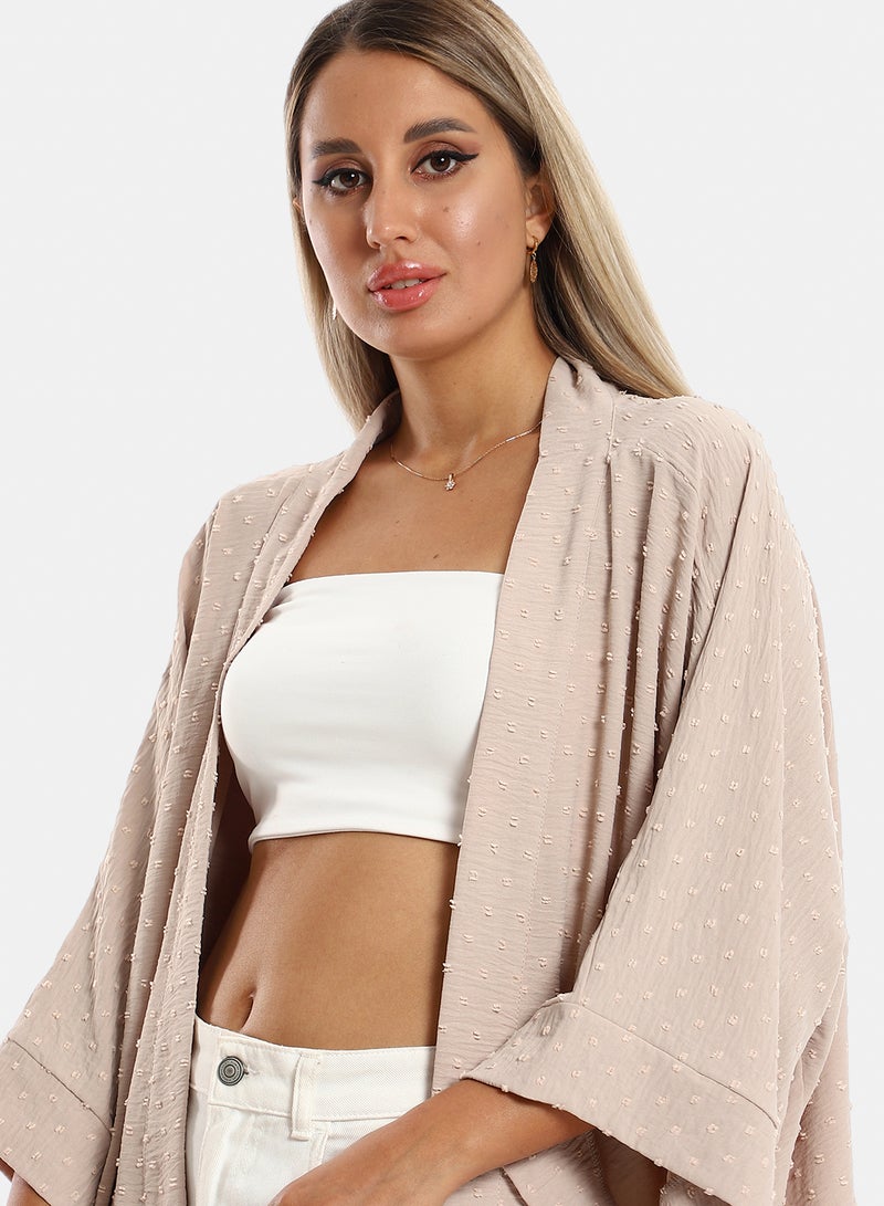belle Slip On Long Sleeves Self Patterned Cardigan - Image 4