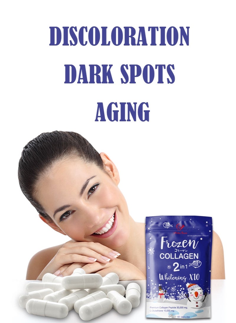 Daynee WinsTown Frozen Collagen 2-in-1 Whitening Capsules X10 | High-Strength Collagen & Glutathione | Fade Dark Spots & Acne Scars | Minimize Pores | Repair Wrinkles & Tighten Skin | Unisex 60 Capsules - Image 5