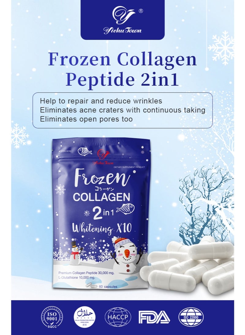 Daynee WinsTown Frozen Collagen 2-in-1 Whitening Capsules X10 | High-Strength Collagen & Glutathione | Fade Dark Spots & Acne Scars | Minimize Pores | Repair Wrinkles & Tighten Skin | Unisex 60 Capsules - Image 2