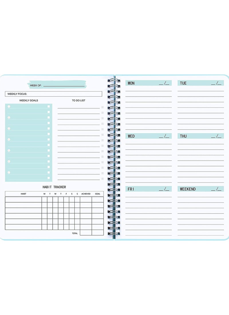 Generic - Undated Weekly Planner, Weekly Goals A5 Notebook, Habit Tracker Journal, To Do List Planner Goal Planner, (Blue) - Image 1