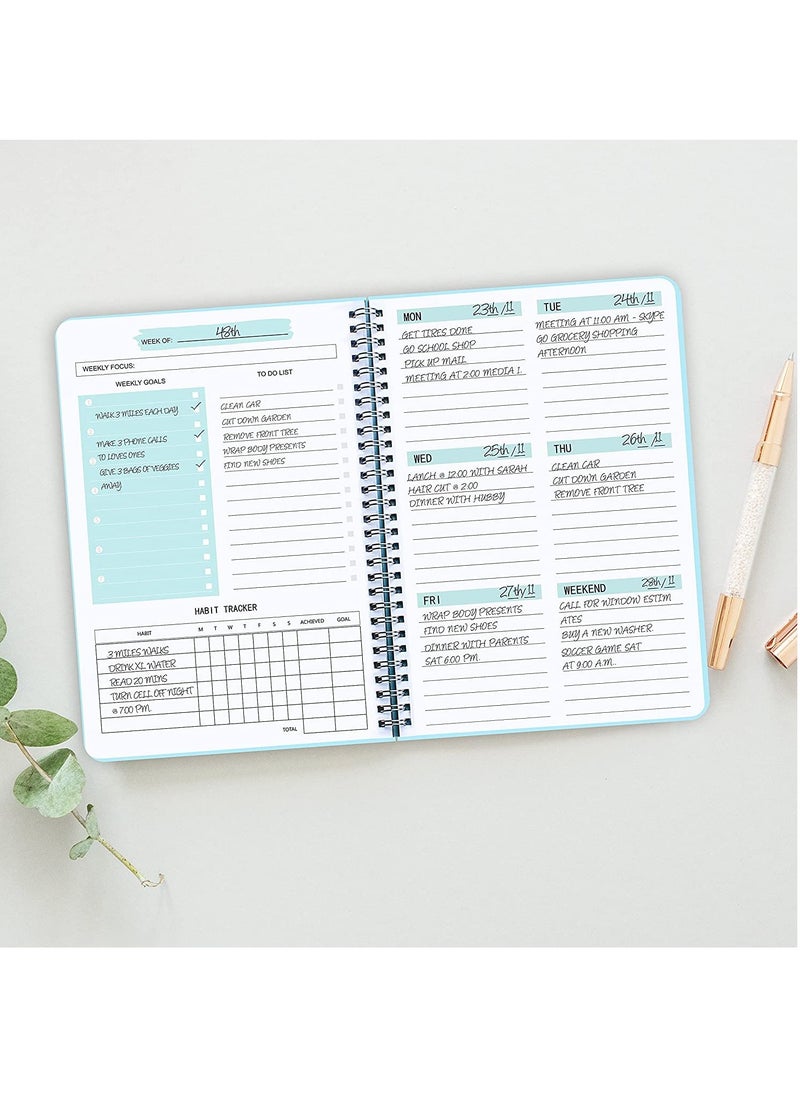 Generic - Undated Weekly Planner, Weekly Goals A5 Notebook, Habit Tracker Journal, To Do List Planner Goal Planner, (Blue) - Image 1