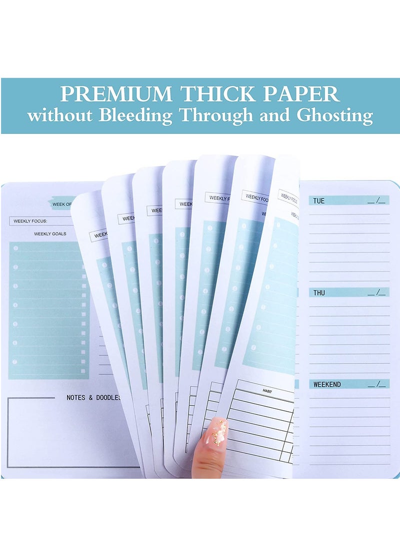 Generic - Undated Weekly Planner, Weekly Goals A5 Notebook, Habit Tracker Journal, To Do List Planner Goal Planner, (Blue) - Image 1