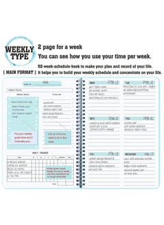 Generic Undated Weekly Planner, Weekly Goals A5 Notebook, Habit Tracker Journal, To Do List Planner Goal Planner, (Blue)  - Image 3