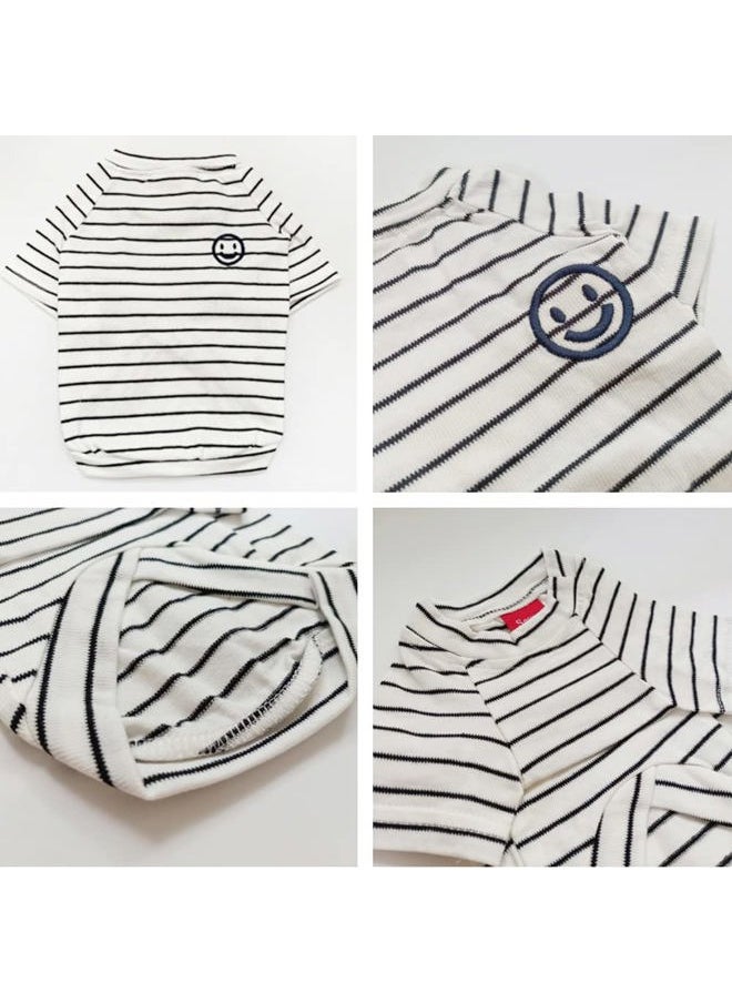 Wiz BBQT - Matching Dog and Owner Clothes,Striped Dog Shirts for Small Medium Large Dogs Cats,Mama and Pet Shirts are Sold Separately(for Pets,Pet-White,Pet XL-Bust 19.7") - Image 1