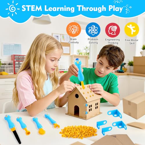 Kizmore Cardboard Cutter for Kids 122 PCS Resuable Safe Cardboard Tools for Kids Educational Building Toys for Family Classroom Activities Christmas Birthday Gifts for 5 6 7 8 9 Years Old Boys Girls - Image 5