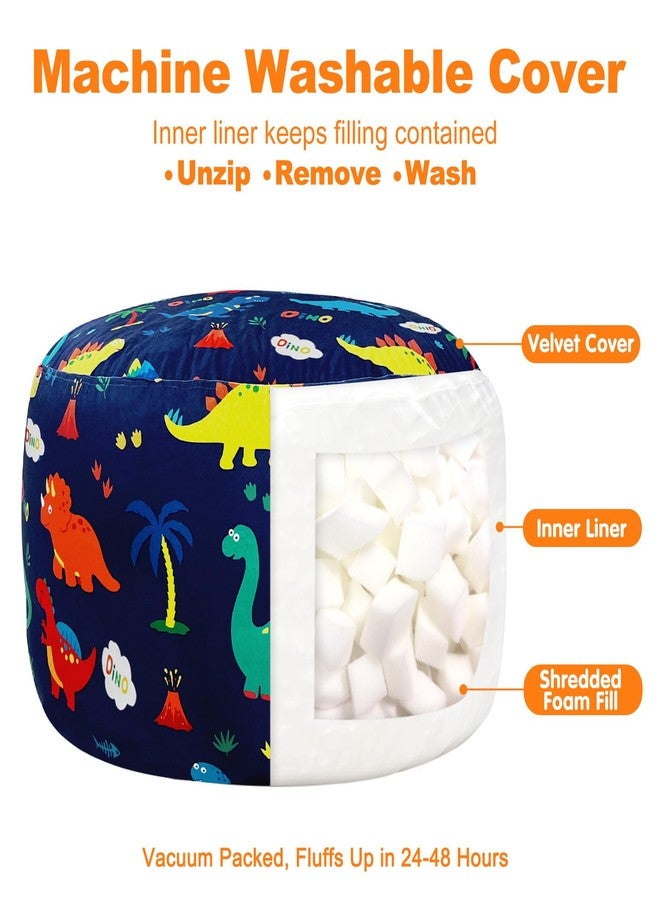 Lukeight Dinosaur Bean Bag Chair for Kids and Teens, Memory Foam Filled Floor Lounger, Washable Velvet Cover with Inner Liner, Beanbag Chair with Filling for Gaming and Reading, Large 27" D x 16" H - Image 3