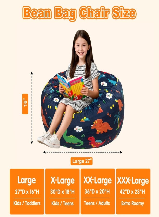 Lukeight Dinosaur Bean Bag Chair for Kids and Teens, Memory Foam Filled Floor Lounger, Washable Velvet Cover with Inner Liner, Beanbag Chair with Filling for Gaming and Reading, Large 27" D x 16" H - Image 2