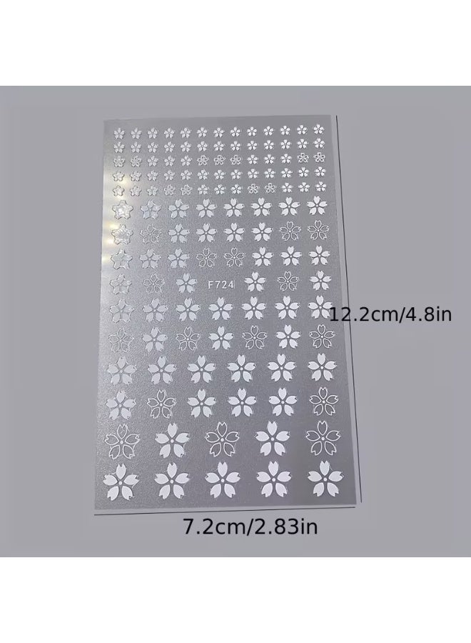 Goolsky 4pcs 3D Sakura Flower Design Nail Stickers White Cherry Blossom Nail Art Decals - Image 4