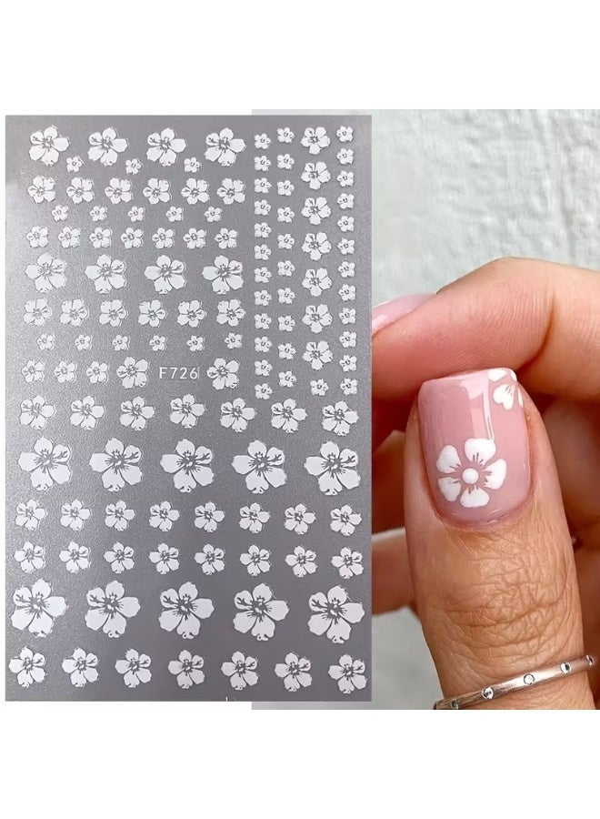 Goolsky 4pcs 3D Sakura Flower Design Nail Stickers White Cherry Blossom Nail Art Decals - Image 3