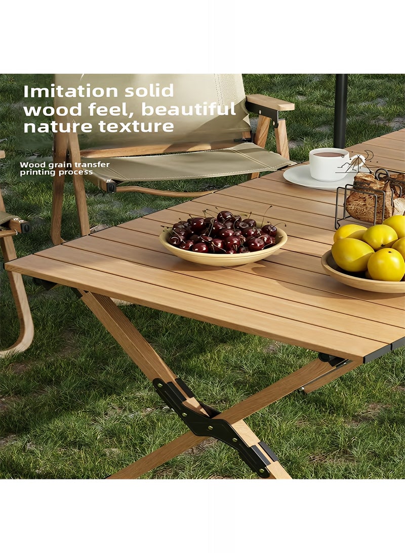 Taimi Folding Wooden Table with Carrying Bag for Indoor and Outdoor Use, Portable Table for Garden, Patio, BBQ, Beach, Camping, Picnics, and Road Trips, Beige - 90x60x45cm - Image 3