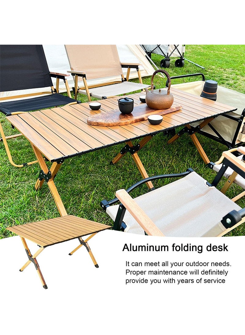 Taimi Folding Wooden Table with Carrying Bag for Indoor and Outdoor Use, Portable Table for Garden, Patio, BBQ, Beach, Camping, Picnics, and Road Trips, Beige - 90x60x45cm - Image 5