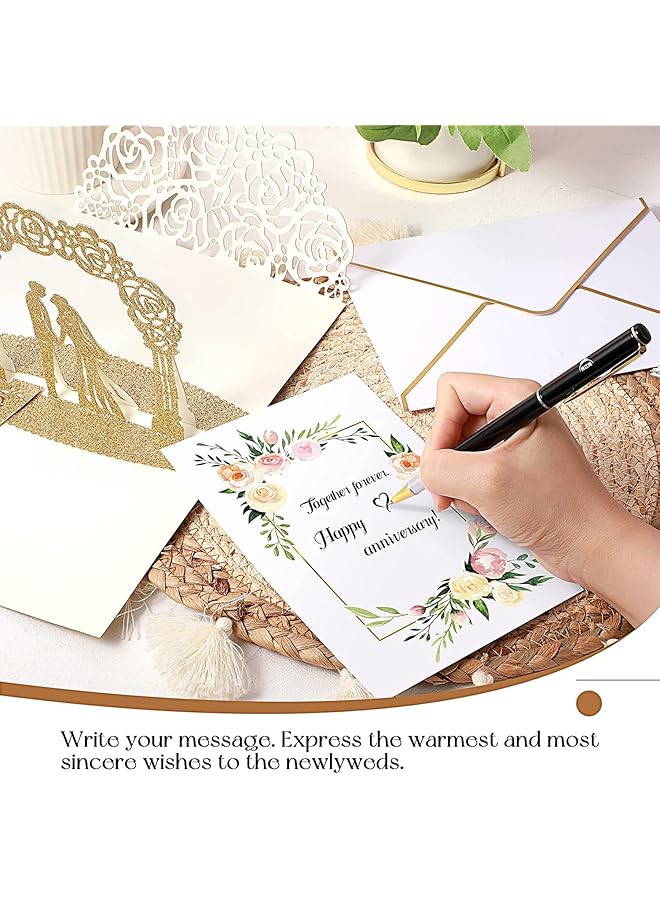 إيروريكس مجموعة بطاقات زفاف منبثقة ثلاثية الأبعاد لتهنئة الذكرى السنوية والتهنئة الرومانسية مع مغلف للعروس والعريس ومستلزمات حفلات الخطوبة في عيد الحب - Image 3