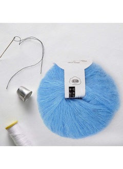 Hztyyier Hztyyier Soft Angora Mohair Wool YarnAngora Yarn for Knitting DIY Scarf Sweater(08 Light Blue) Knitting Tools  - Image 3