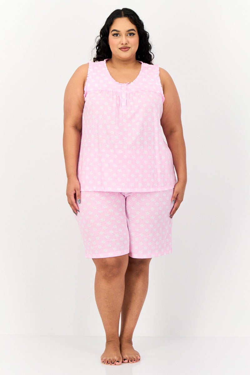 Celestial Dreams Women Plus Size 2Pc Set Floral Print Pajama, Multicolor - Image 4