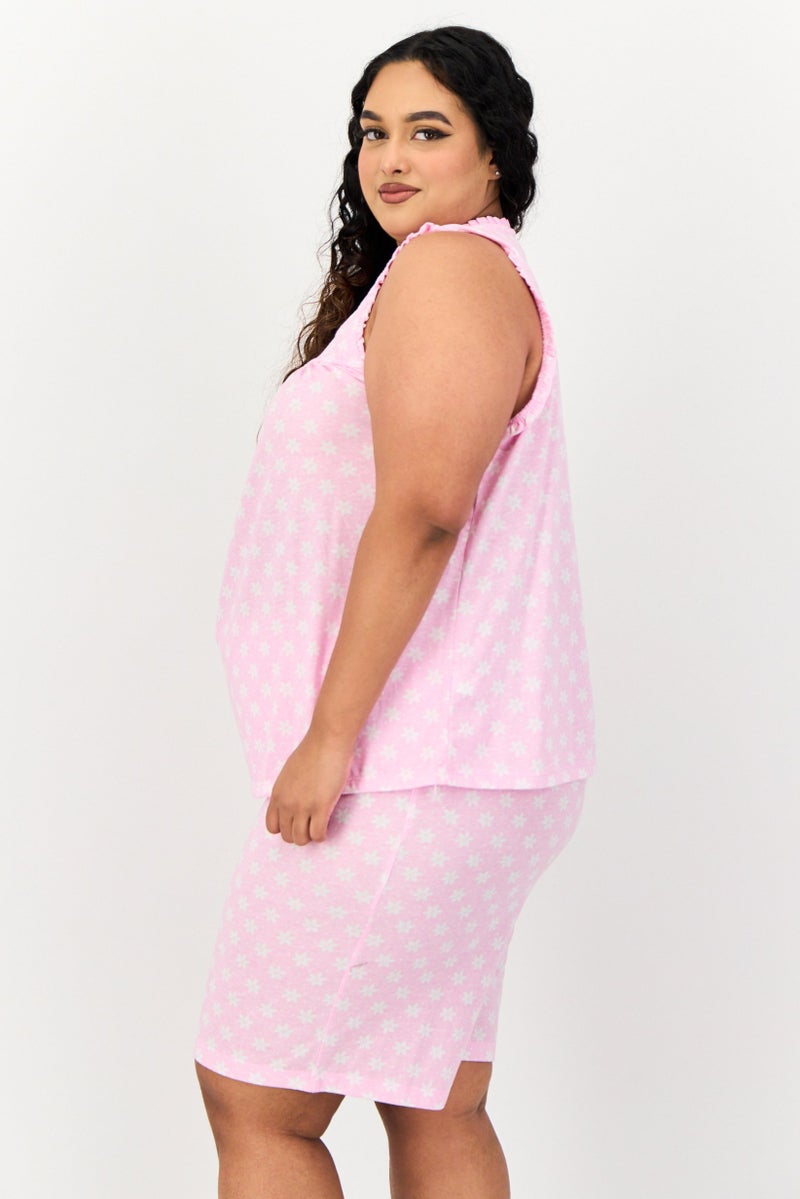 Celestial Dreams Women Plus Size 2Pc Set Floral Print Pajama, Multicolor - Image 2