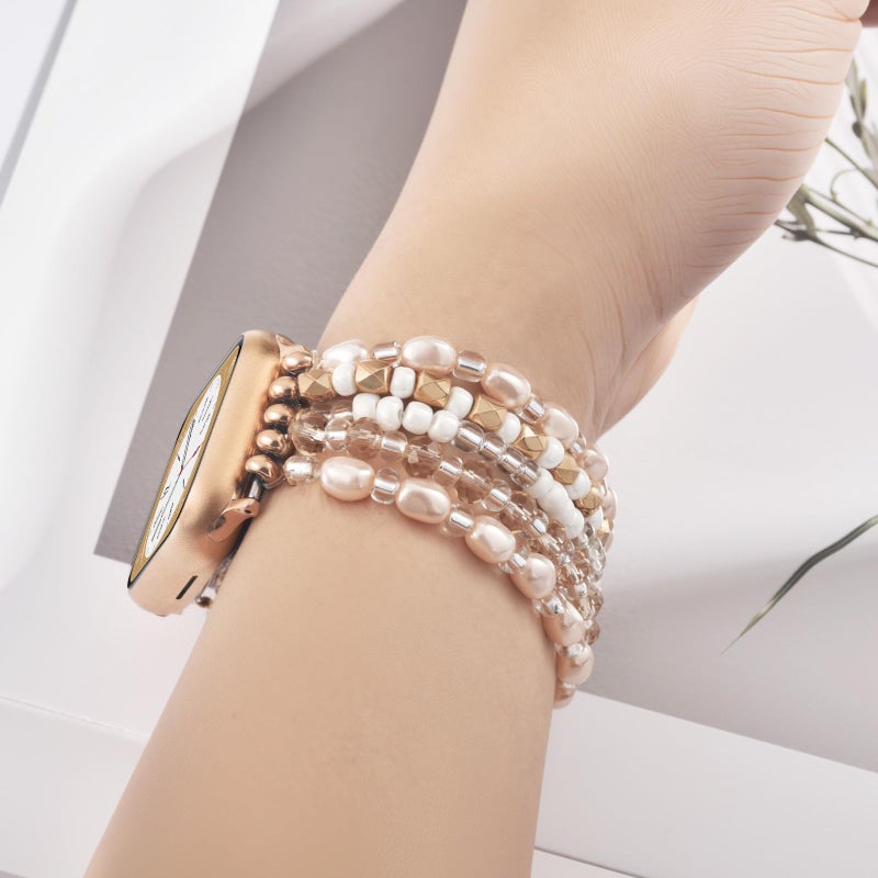 VISOOM Beaded Boho Bracelet For Apple Watch 10/11 Se(3rd Gen) Bands Women 42mm 41mm 40mm 38mm, Pearl Wrap For Cute Stretchy Fancy Apple iWatch iPhone Series11 10 Se 9 8 7 6 5 4 3 2 1 Watch Straps Band - Image 4